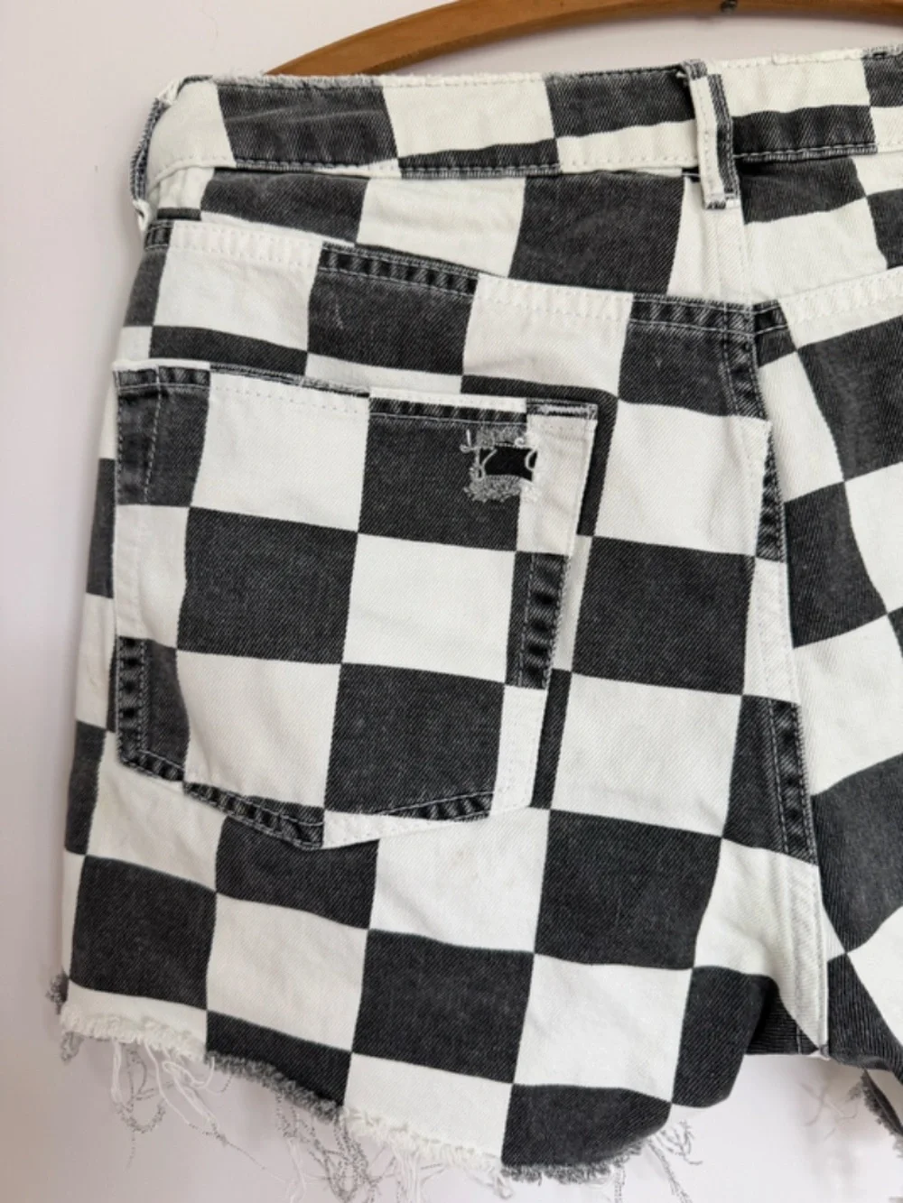 Black And White Checkers Cut Off Shorts